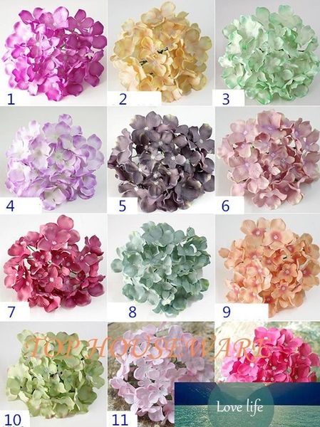 13New Cores 15cm Chefe 50PCS Artificial Hydrangea Flor de flor de parede Diy Wedding Bouquet Wreath Início Flor decorativa