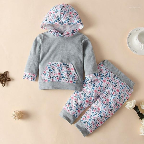 

autumn baby girl boy floral print long sleeve hoodie sweatshirt blouse +pants trouser casual costume set clothing clothes231, White