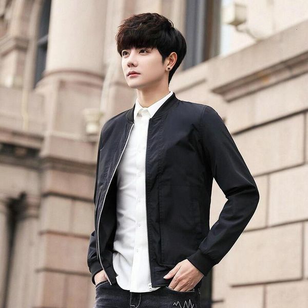 

nice harajuku autumn mens bomber jacket thin men baseball jackets coat solid color casual jacket overcoat for male clothing, Black;brown