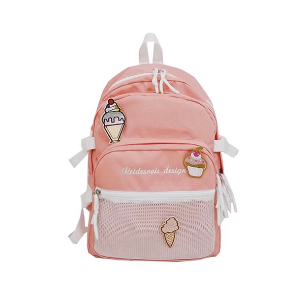 

scuola di zainetto women kawaii bag ice cream pink backpack fashion large-capacity travel girl student canvas school bag