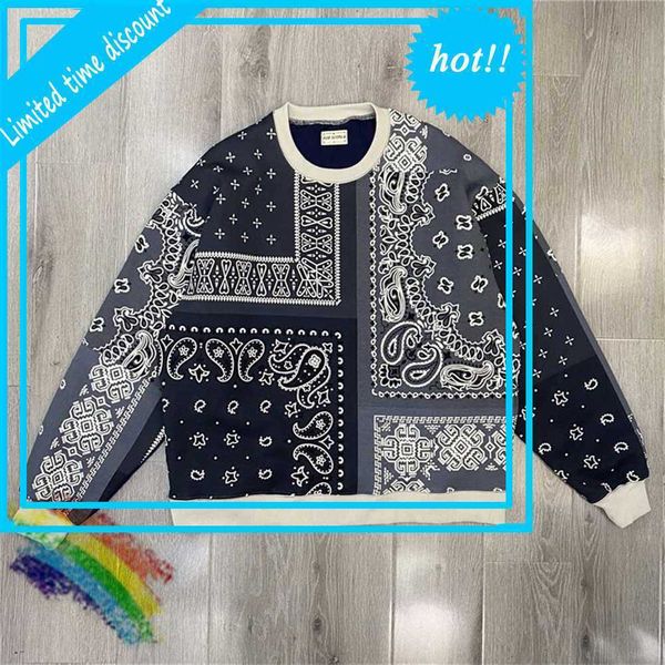 

printing sweatshirts men women spliced vintage crewneck hoodie, Black