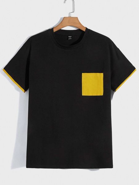 

men color block ringer tee 668c#, White;black