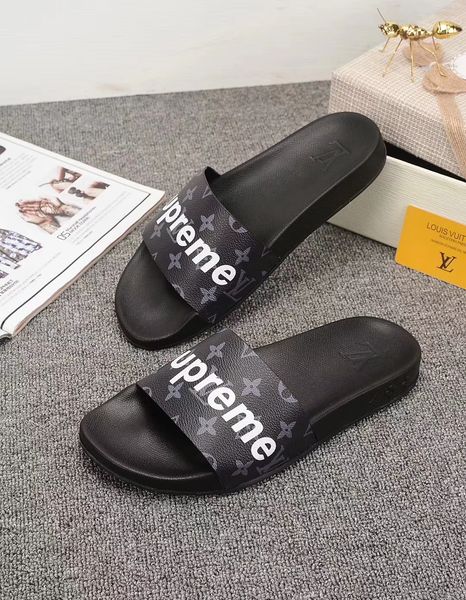 

luxury designer men summer rubber sandals beach slide fashion scuffs slippers indoor shoes size eur 38-46 with box 0-5, Black
