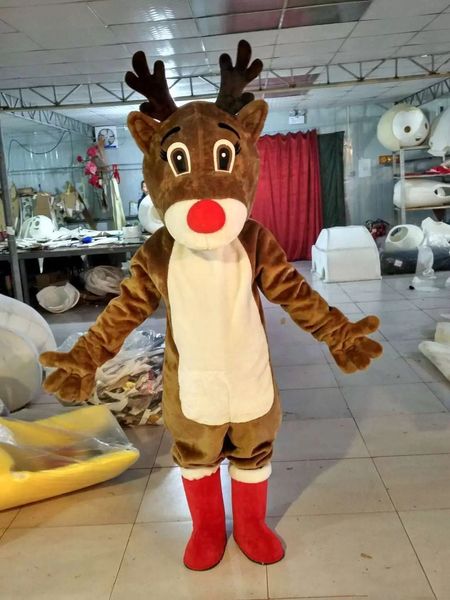 Pictures reais de alta qualidade Deluxe Brown Deer Mascot Traje Adultos