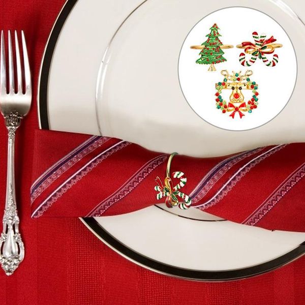 

3pcs christmas napkin rings delicate christmas themed durable napkin buckle napkin holding decor holder for home jllllb