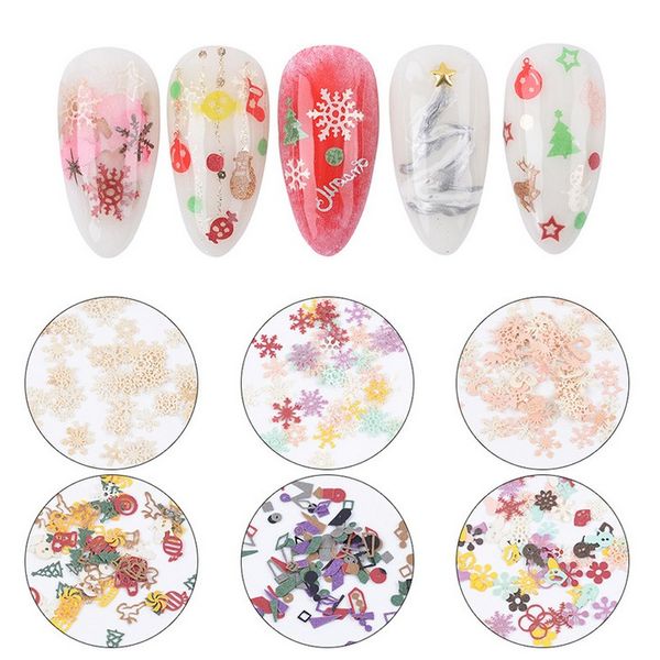 

3d snowflake nail sequin christmas nail art stickers nail decals and mixed styles flake 6 boxes set ( 4 styles), Silver;gold