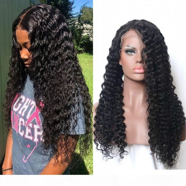 

indian human hair lace front wigs glueless kinky curly wigs for black women 130% density full lace wigs, Black;brown