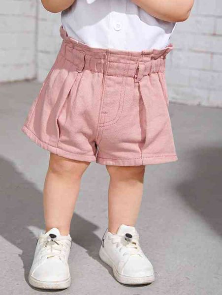 

baby paperbag waist denim shorts she, Blue