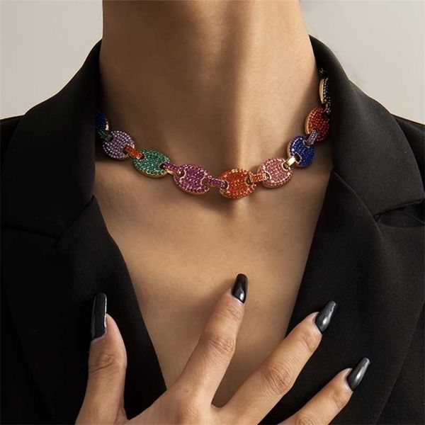 

lacteo bohemian colorful irregular choker necklace for women steampunk sliding adjustable long chain jewelry 220210, Silver