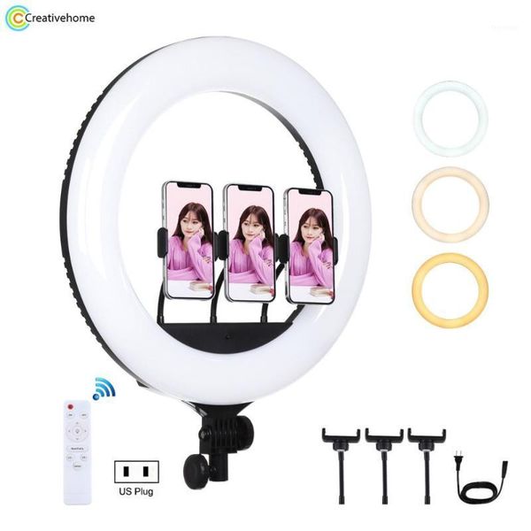 

flash heads puluz 18 inch 46cm curved surface usb 3 modes dimmable white light led ring vlogging pography video with remote control1