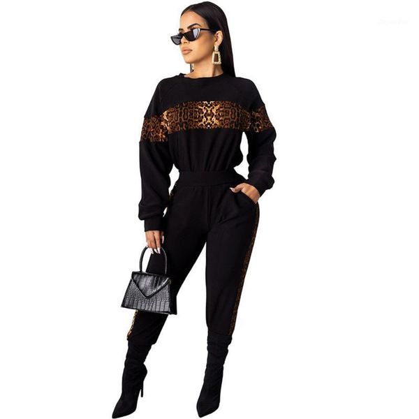 

leopard patchwork 2 piece set women tracksuit autumn winter long sleeve sweatshirt long pants casual sportwear two piece outfits1, Gray