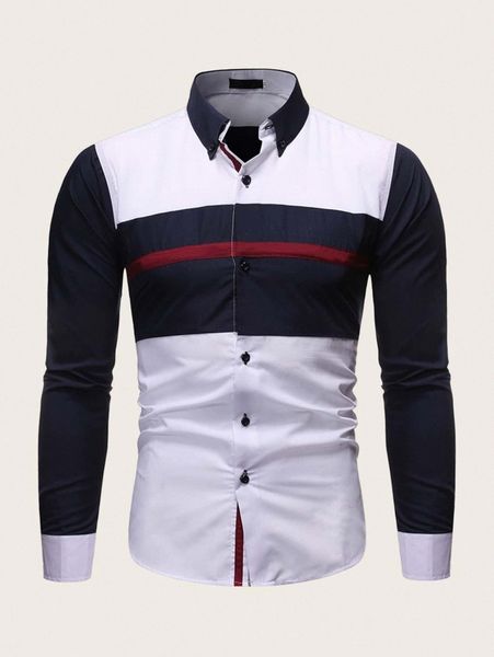 

men button front cut and sew shirt g5mu#, White;black