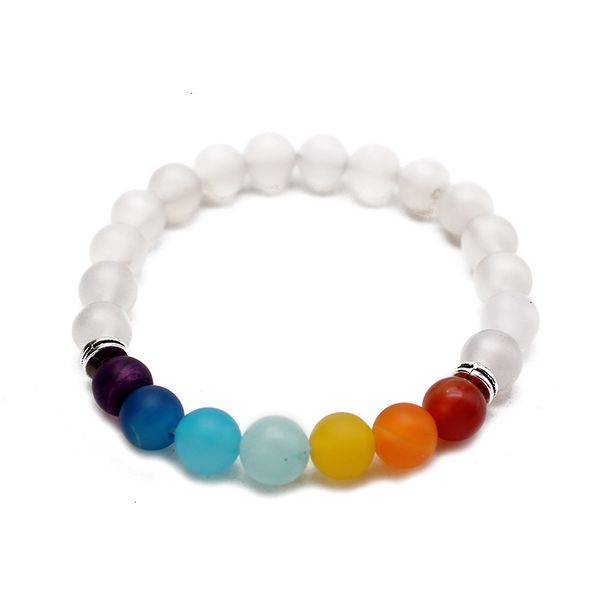 

new fashion seven beads colors bracelets dull for women 8mm white natural stone charms stretch bracele health yoga jewelry gifts, Black