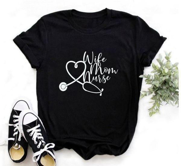 

wife mom letter print t shirt women short sleeve o neck loose tshirt 2021 summer women tee shirt camisetas mujer, White