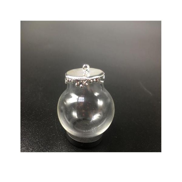 

300sets 25x15mm glass globe with silver/bronze/gold metal crown base tray jewelry necklace hollow glass orbs diy wishing sqcsua, Bronze;silver