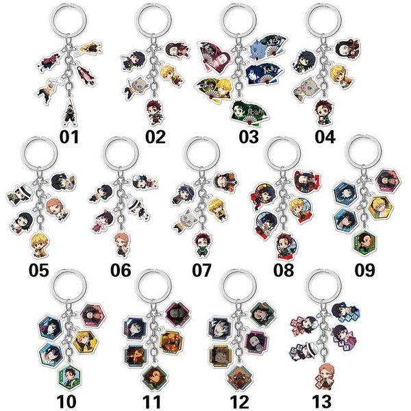 

anime demon slayer: kimetsu no yaiba alloy keychain keyring cosplay anime character kamado tanjirou for cute classic gift, Silver
