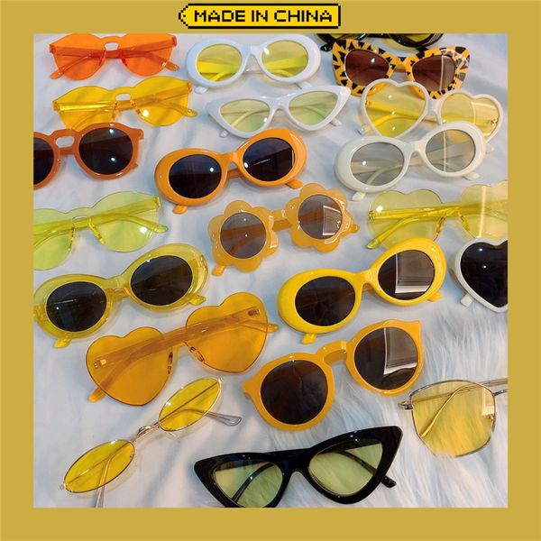 

wholesale yellow ins wind jelly, japan and korea street shooting summer color film sunglasses cool, White;black
