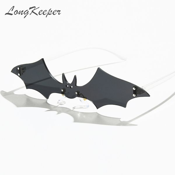 

sunglasses longkeeper shade rimless bat women men cat eye vintage sun glasses halloween punk unique oculos feminino