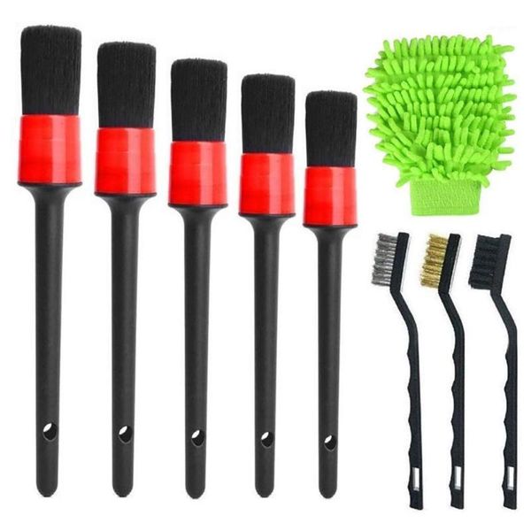 

car sponge detail brush 9pcs detailing auto set automotive brushes kit for cleaning interior exterior1