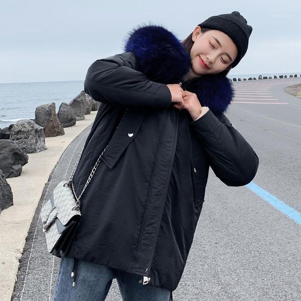

nicesnowl winter jacket with fur collar warm hooded female women winter coat long parka women outwear camperas jacket1, Black