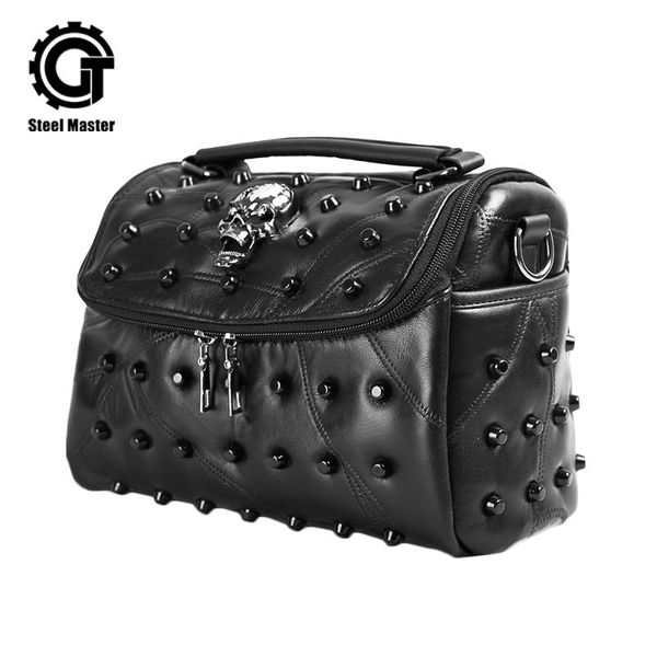 

steampunk женская сумка черного кожа заклепка halloween rock crossbody сумка
