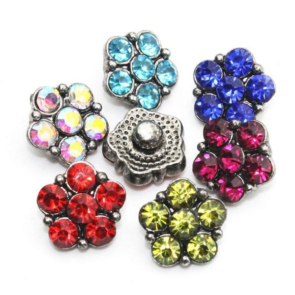 

6 colors 10pcs lot crystal 12mm metal snaps button for women's bracelet metal snap earrings jewelry h jllzfy