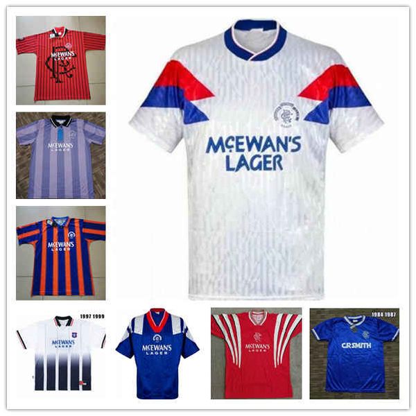 

s-2xl retro glasgow rangers soccer jersey gascoigne laudru 1984 87 90 92 93 94 95 96 97 99 2001 02 03 vintage classic football shirt uniform, Black;yellow
