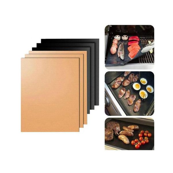 

non-stick ptfe 33*40cm/24*34cm black/copper bbq gas grill barbecue mat reusable cover microwave mats for cooking baking ryvak
