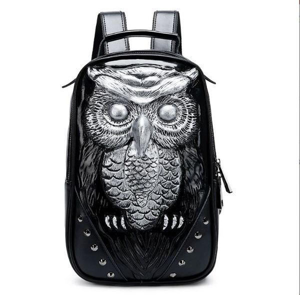 

fashion 3d embossed owl backpack bags for women men travel rivet giris bag personality waterproof lady cool school bags