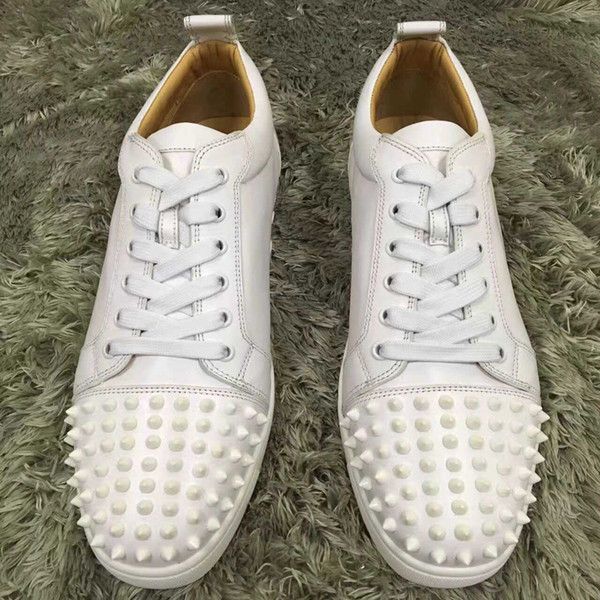 

red sole casual shoes women white leather rantulow flat leather sneakers white,black fashion junior red bottom sneaker men luxurious leisure