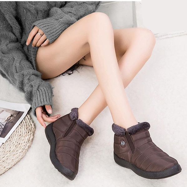 

winter solid shoes female snow boots women non-slip short plush warm footwear ladies slip on soft comfortable casual indoor boot, Black