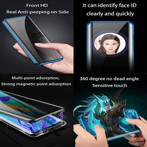 

privacy case for samsung a71 a51 note 20 ultra a50 a70 s10 9 8 plus double sided glass metal magnetic suction h jllqry