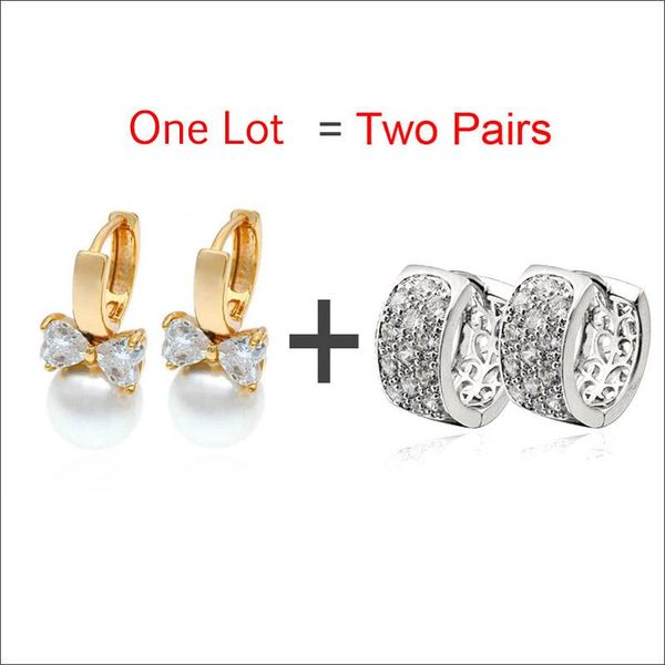 

hoop & huggie 2pairs/lot korean genuine freshwater pearls earrings women gold earings parel oorbel boucle d'oreille orecchini e0310 e22, Golden;silver