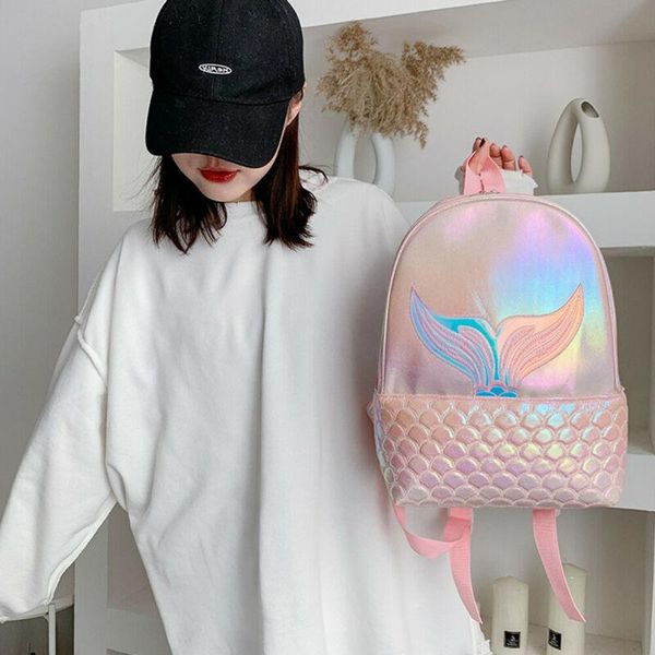 

new fashion women girl sequin backpack school travel shoulder rucksack bag mermaid schoolbag