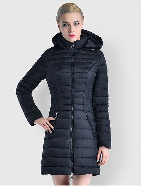 

2021 new cross-border sales winter mid-length cotton fine colour solid jacket women's zipper 5chk, Black