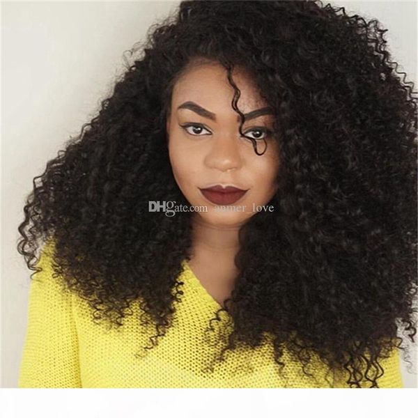 

brazilian afro kinky curly human hair wigs for black women glueless lace front wig full lace wig with baby hair, Black;brown