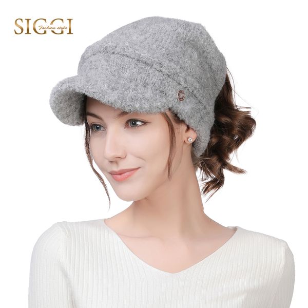 

fancet winter cotton women berets caps warm solid brim ponytail hole brim soft elastic knitted hats for women female gorro 99733 t200104, Blue;gray