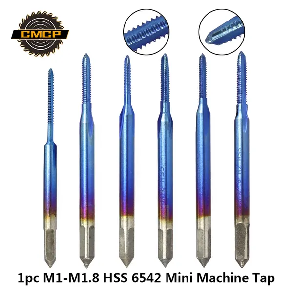 

cmcp 1pc nano blue coated mini tap drill bit m1 m1.2 m1.4 m1.6 m1.7 m1.8 machine thread tap hss 6542 metric screw