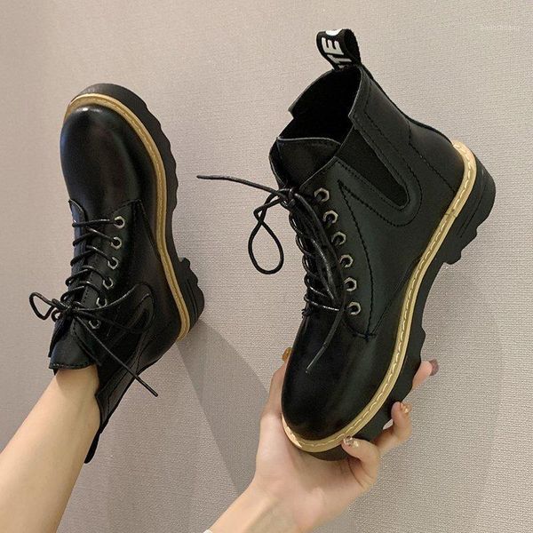 

lace up boots shoes round toe winter footwear luxury designer boots-women lolita black rock rubber 2021 fashion ankle autumn1