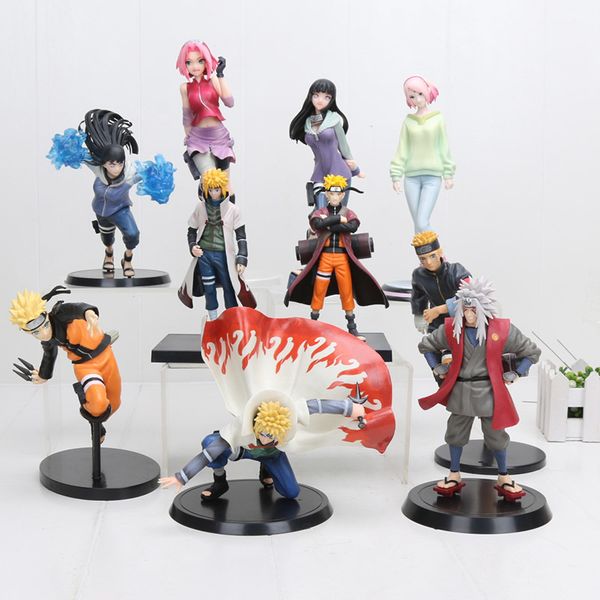 

15cm-22cm naruto hinata action figure hyuuga hinata hyuga gently step twin lions fist jiraiya minato saruka fight model toy 1008