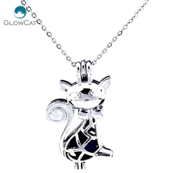

k362 silver pearl beads клетка животных bow knot lady cat нержавеющей стали ожерелье аромат эфирное масло диффузор locket sqctdv dh_seller20, Black