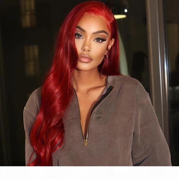 

99j lace front wig omber red color human hair new hairstyle soft with baby hair ing, Black;brown