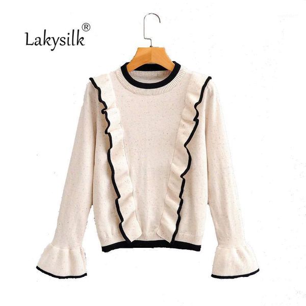 

ruffles sweater women butterfly sleeve knitted autumn winter pullovers office ladies fashion outwear coats female1, White;black