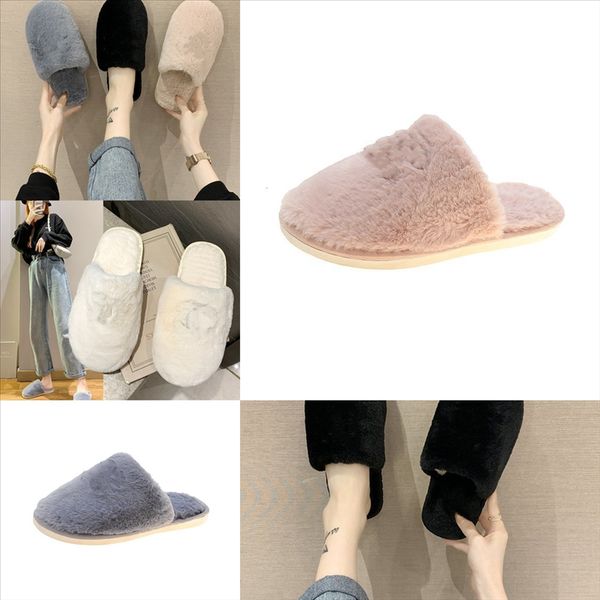 

qjytp cotton fluffy slippers plush bow women pad slipper winter warm fur shoes men lovers dog cartoon indoor soft sole home cute ladies, Black