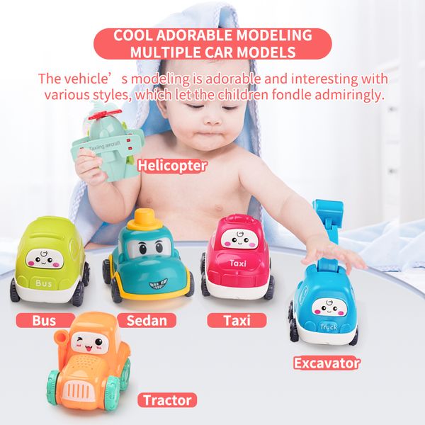 

2020 new cute inertia engineering trucks model plastic cartoon educational children mini friction toy car vehicle