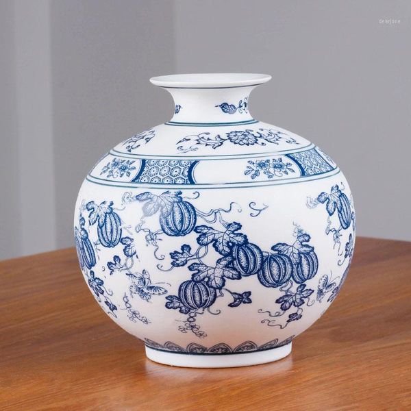 

chinese style jingdezhen classical blue and white porcelain kaolin flower vase home decor handmade vases1