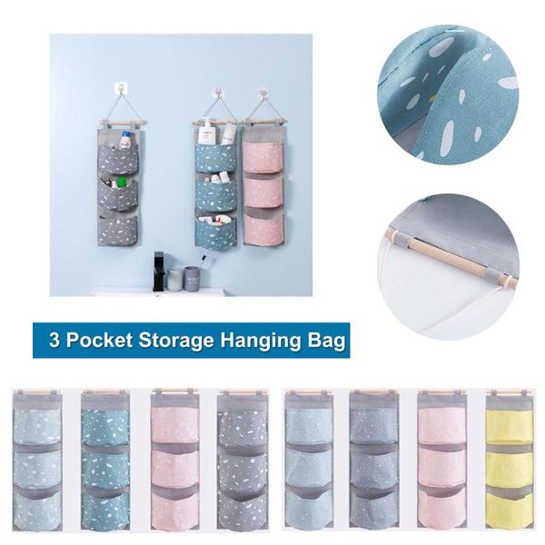 

storage bags wall hanging bag, 3 pocket hanger, bathroom baby folding