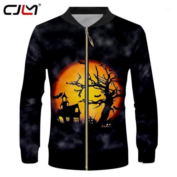 

men's jackets cjlm horrible halloween men's big size 6xl zip jacket 3d printed pumpkin house man fashion selling zipprt sweatshirt, Black;brown