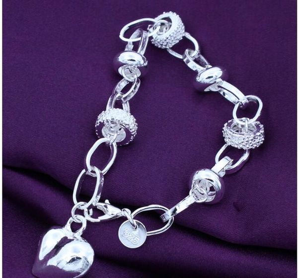 

женщины простой персик для доставки с покрытием сердца плавер мода браслет бесплатные ювелирные изделия браслет серебро 925 pulseiras jllus, Silver