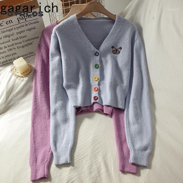 

uvrcos women sweaters multi-color button temperament short knitted cardigan female autumn new v-neck long-sleeved 1, White